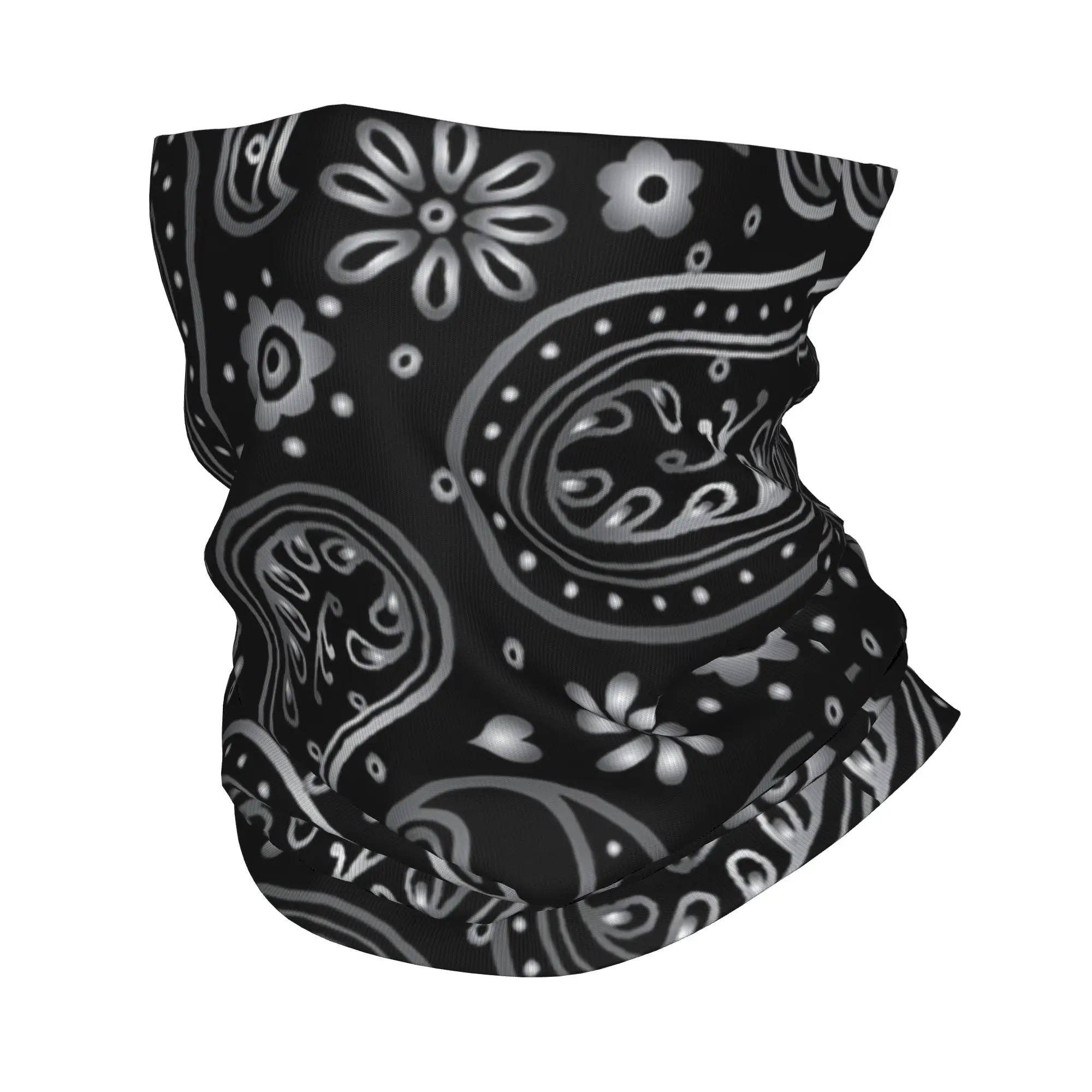 Neck Warmer Balaclava - Новая серебристо-черная бандана-бафф с узором пейсли,
