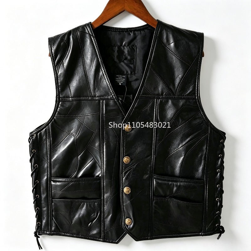 Мужской черный кожаный жилет в – обзор и цена Motorcycle Gear Jacket